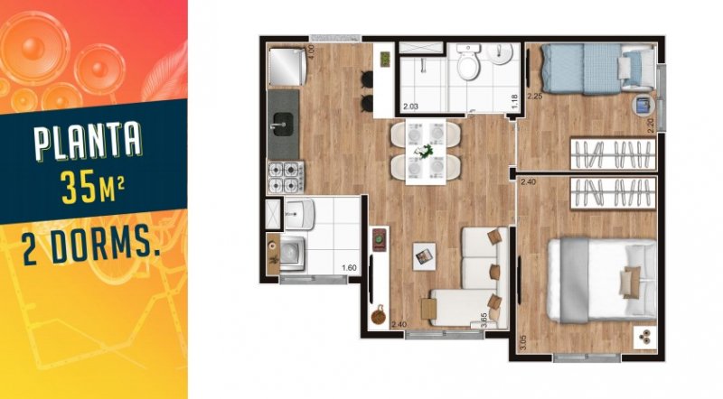 Apartamento, 2 quartos, 35 m² - Foto 22